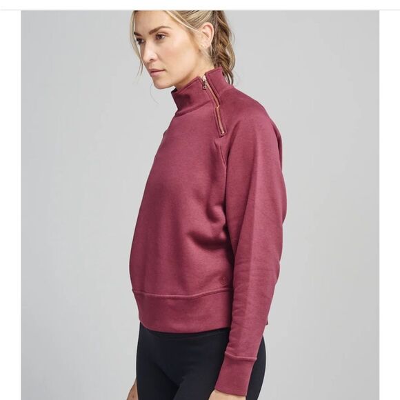 TASC Transcend Side Zip Fleece sweatshirt wineberry Size Large - Picture 9 of 12